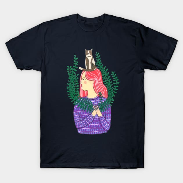 Cat on the head T-Shirt by DoodlesAndStuff